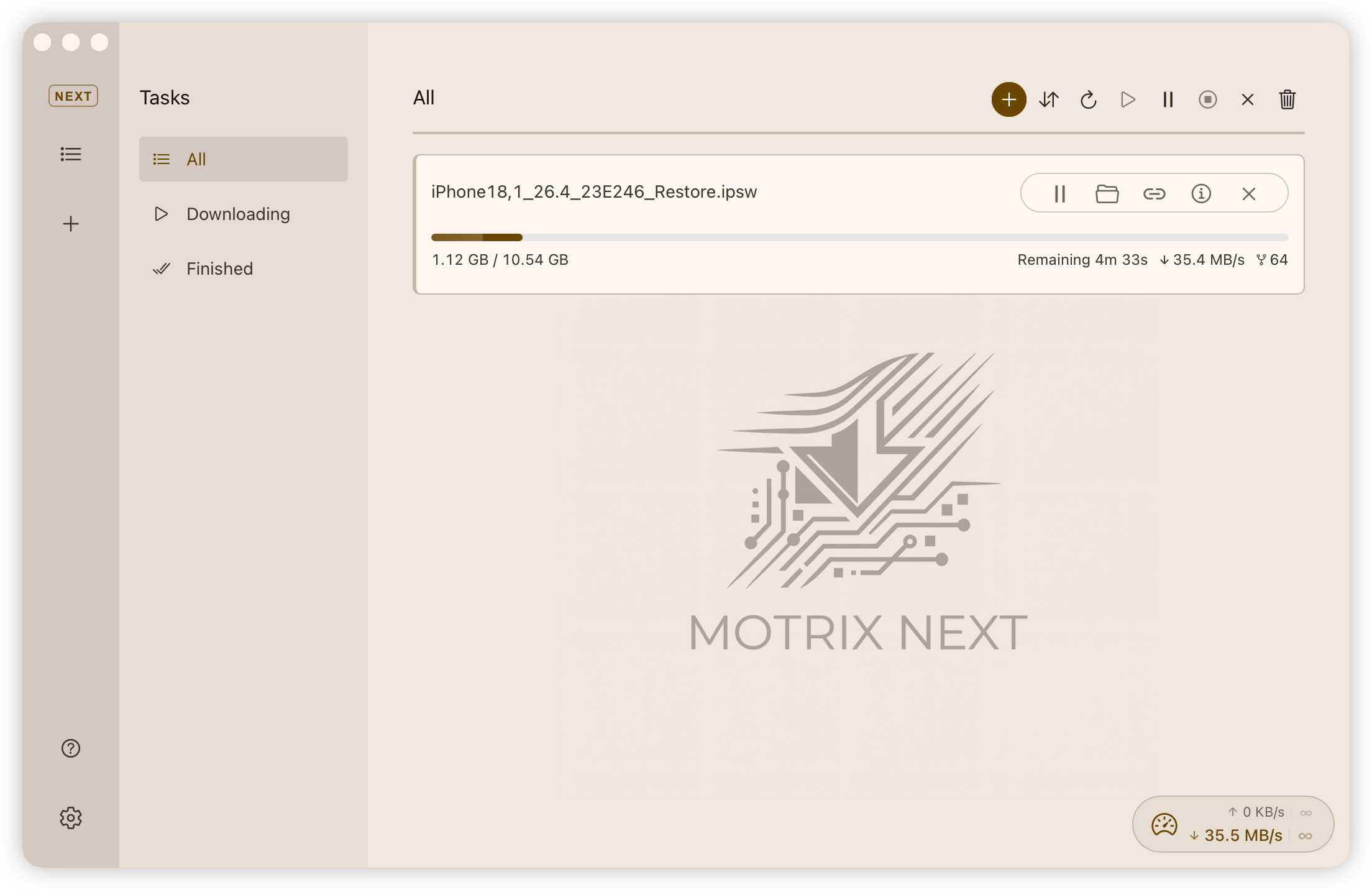 MotrixNext 主界面浅色模式