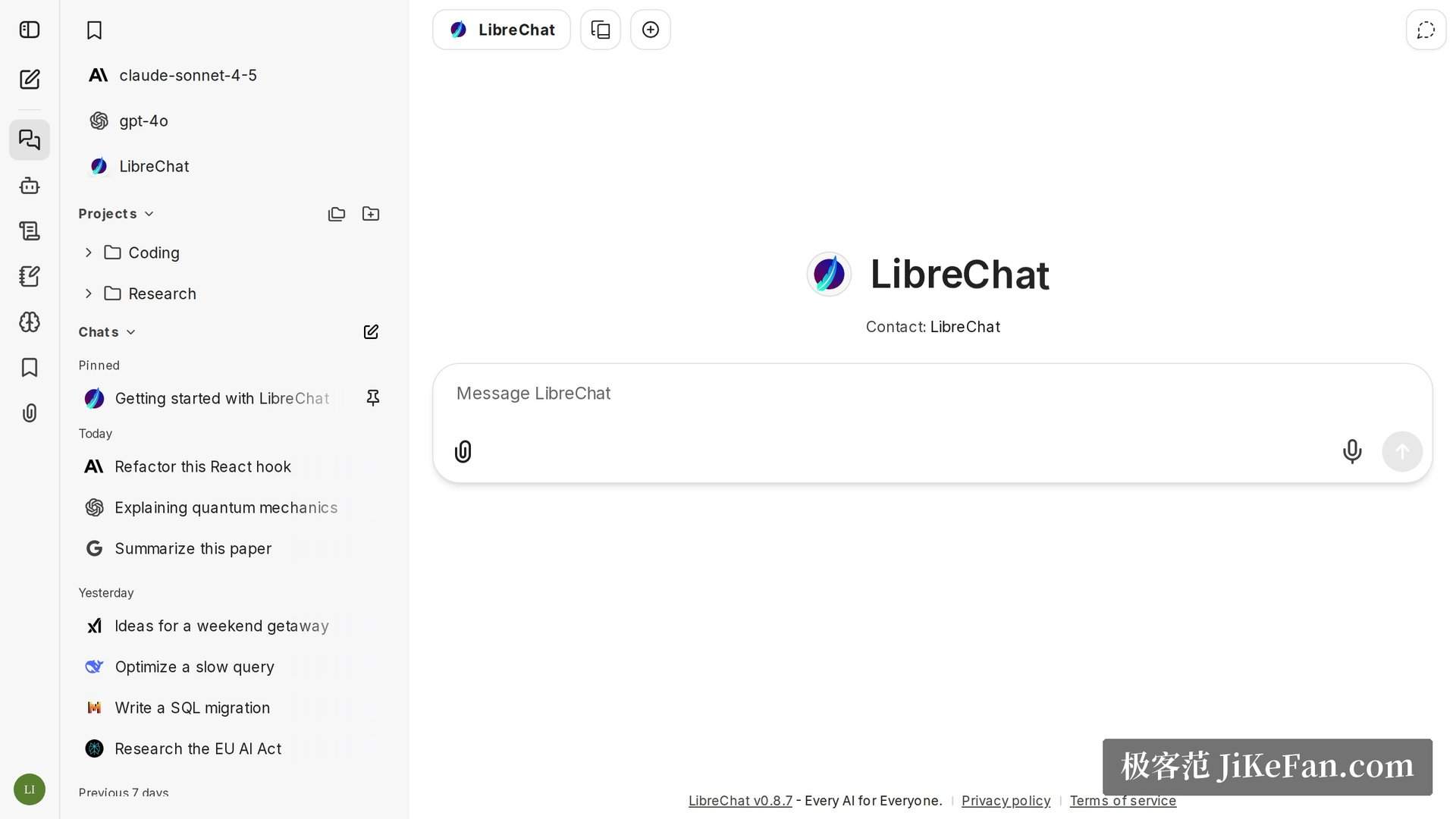 AI chat interface dashboard