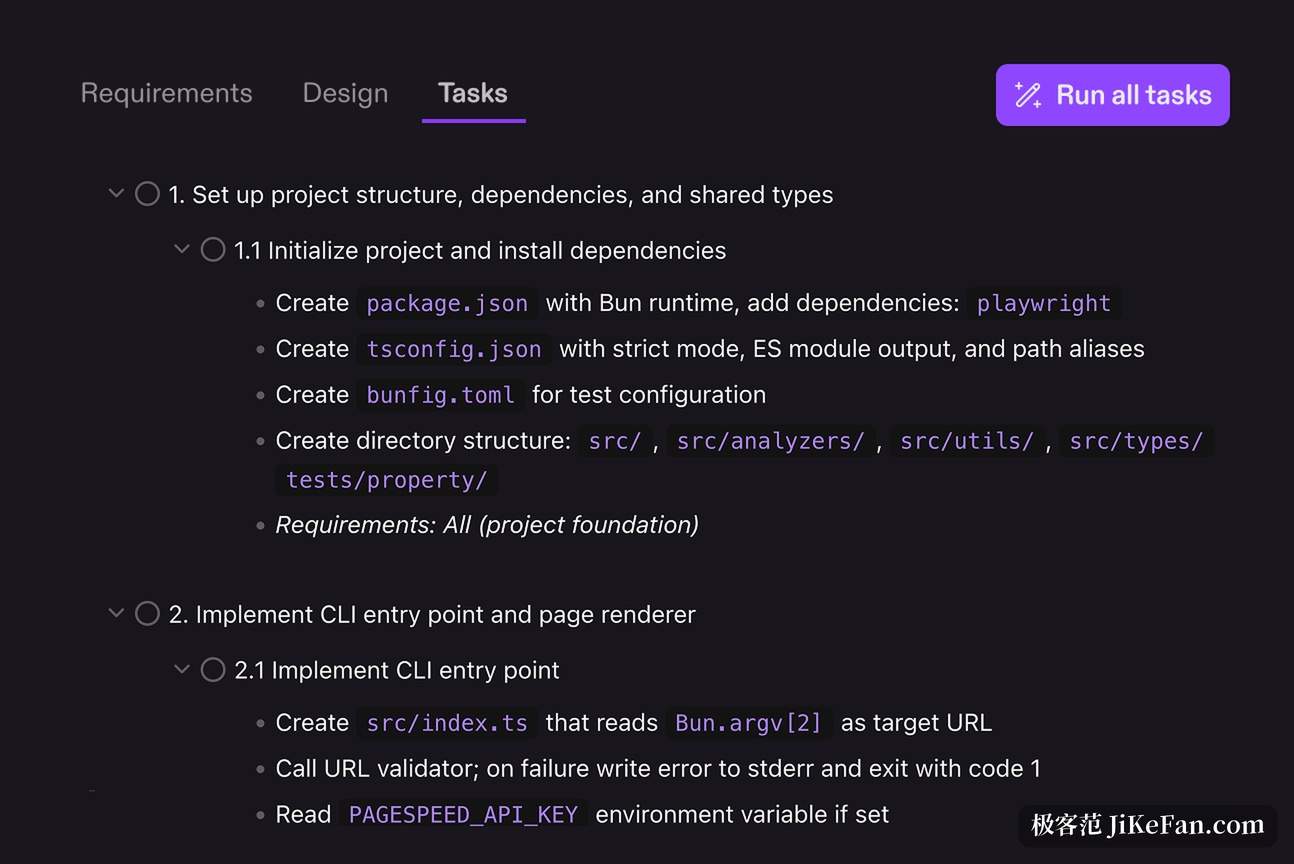 kiro spec requirements design tasks
