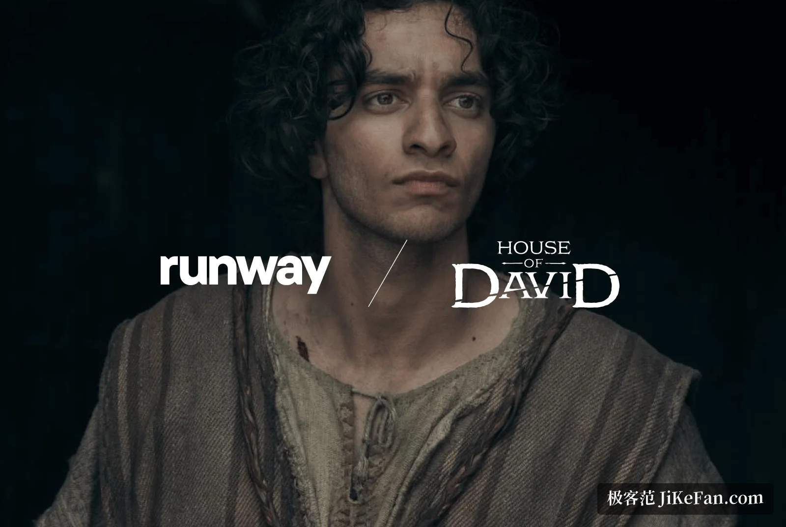 Runway 官网的客户案例卡片,讲述《House of David》剧组如何用它完成 Amazon 剧集制作