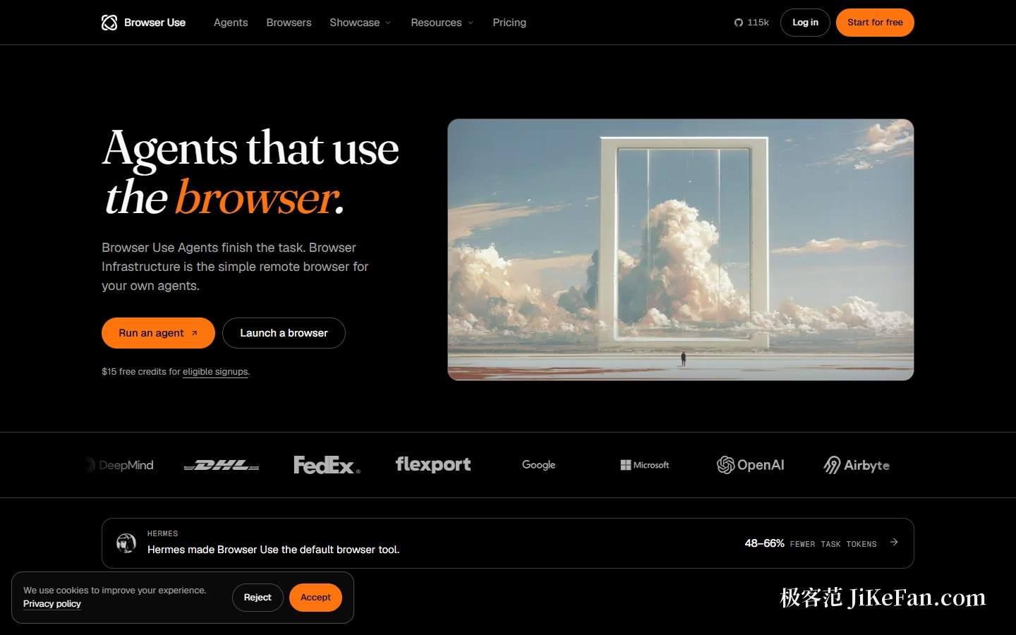 Browser Use 官网首页：浏览器 Agent 与远程浏览器