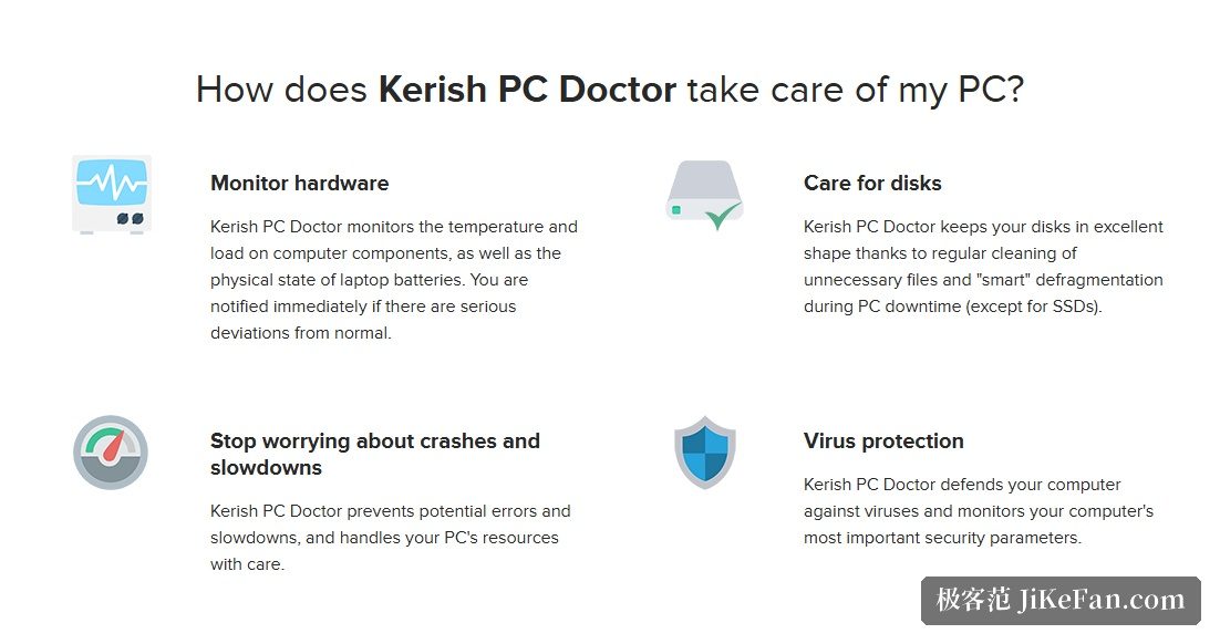 Kerish PC Doctor 官网功能说明:硬件监控与磁盘维护