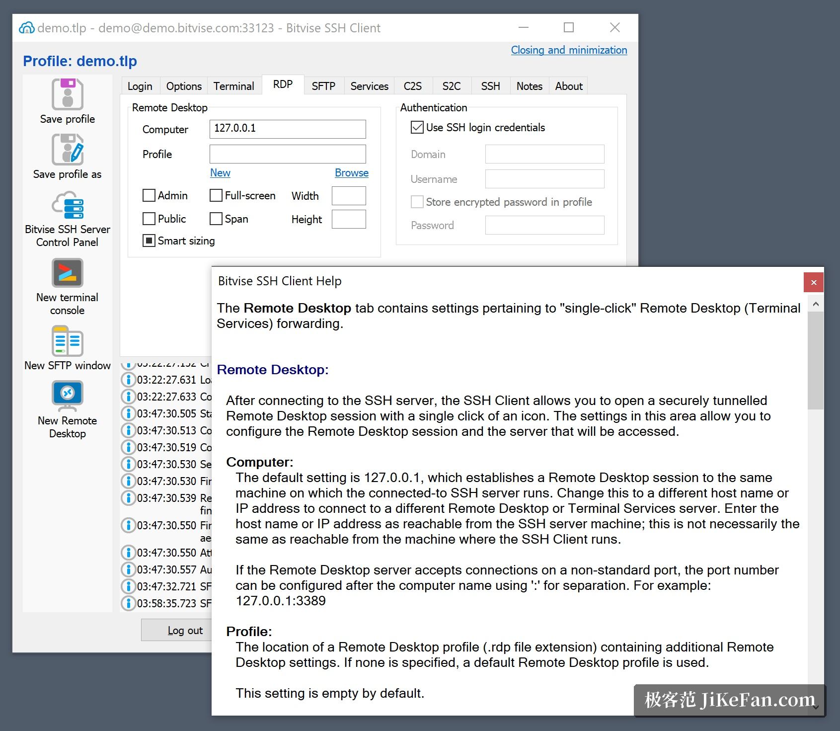 Bitvise SSH Client 的远程桌面转发