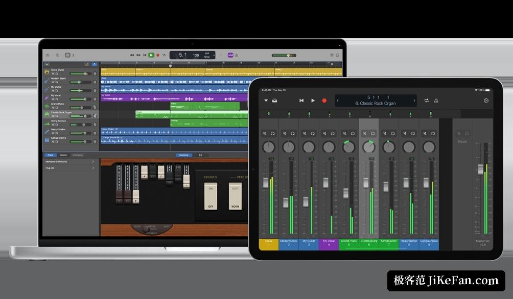 用 iPad 无线控制 GarageBand