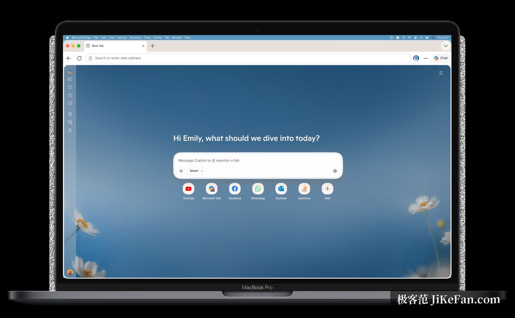 Microsoft Edge 在 macOS 上的新标签页界面