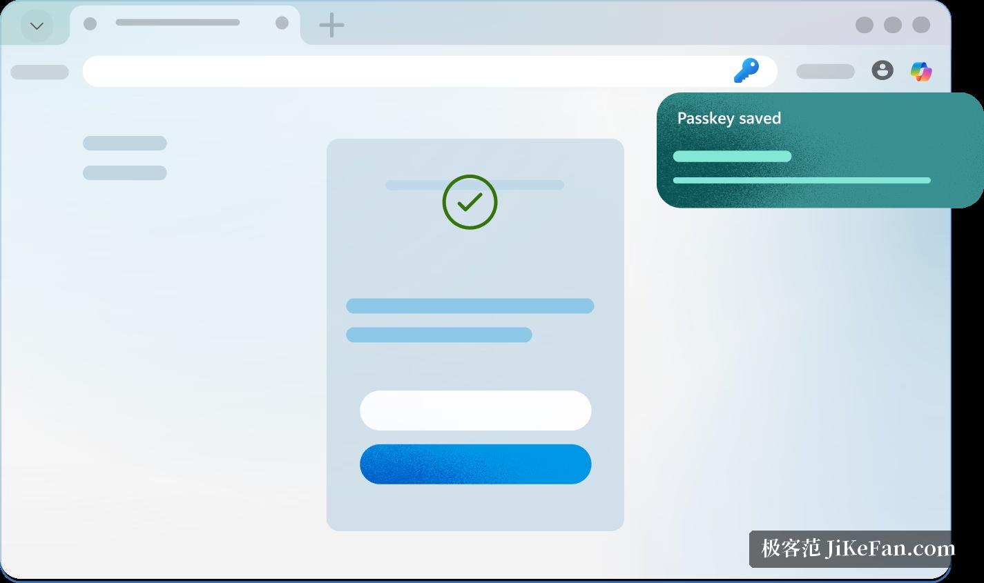Microsoft Edge 保存通行密钥的提示