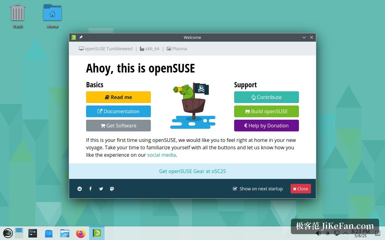 openSUSE 桌面欢迎界面
