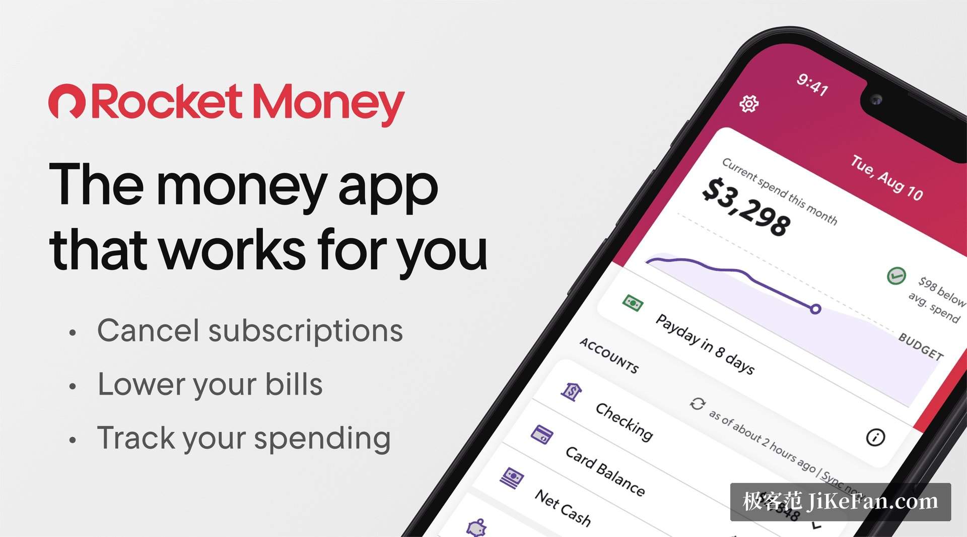 Rocket Money 账单与订阅功能宣传图