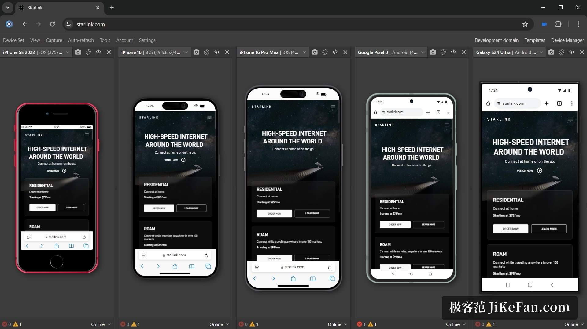 developer browser with devices