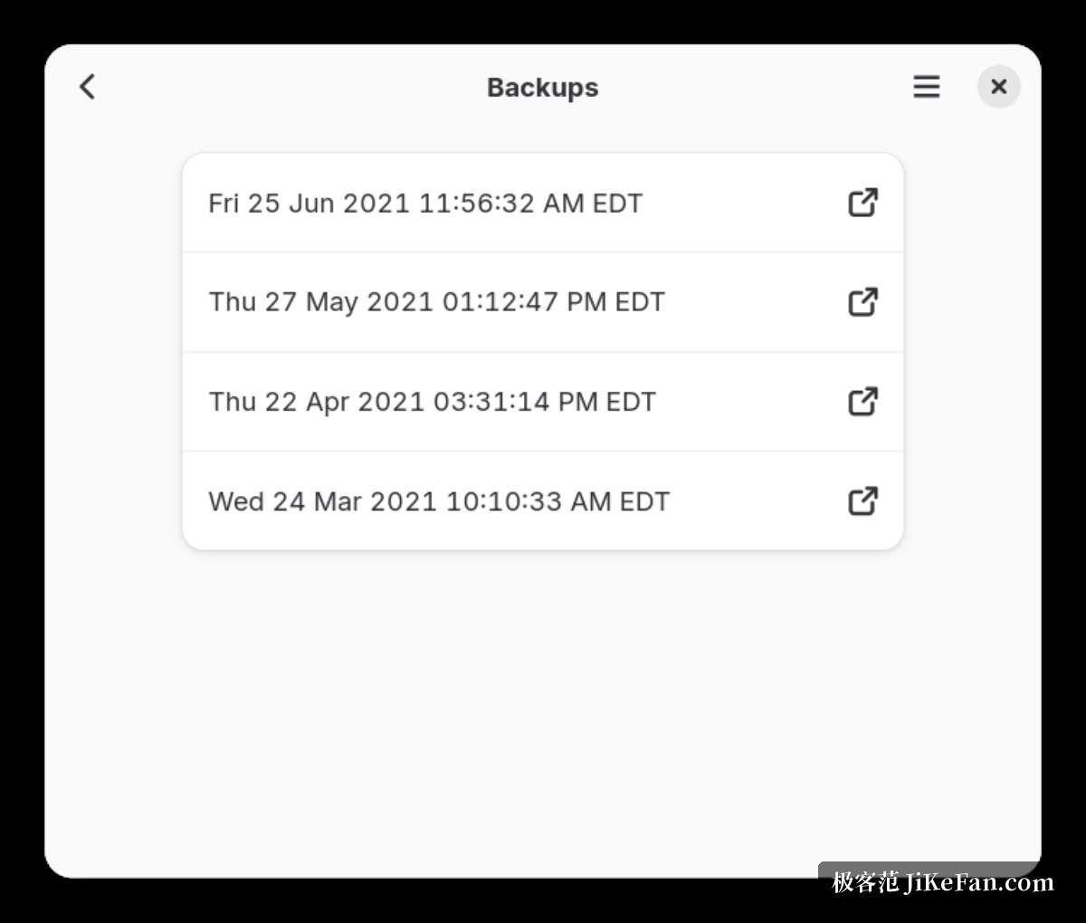 deja dup restore view