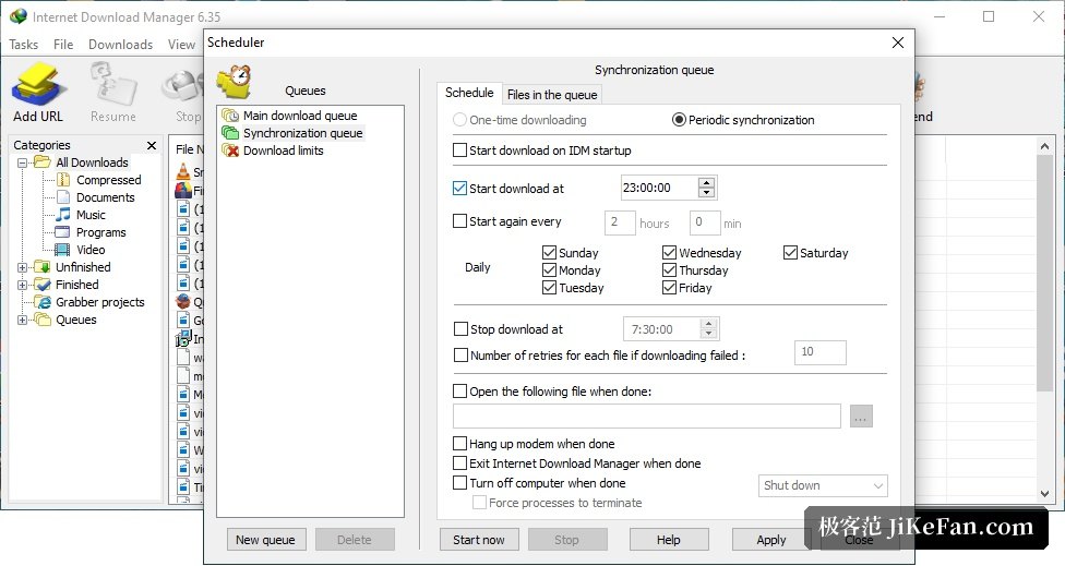 download queue and scheduler