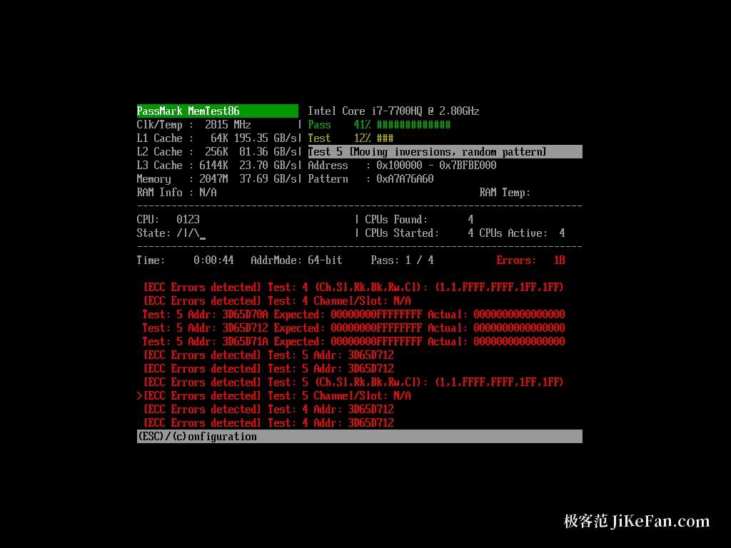 memtest86 boot screen