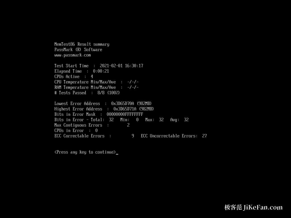memtest86 test progress