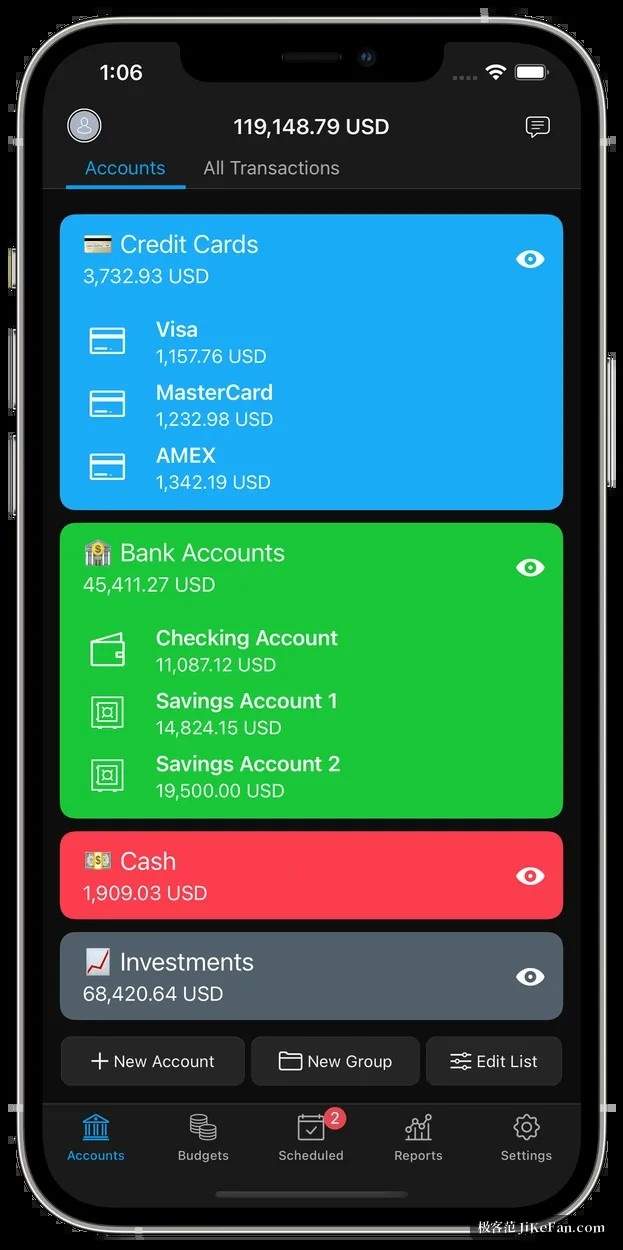 MoneyWiz 交易列表