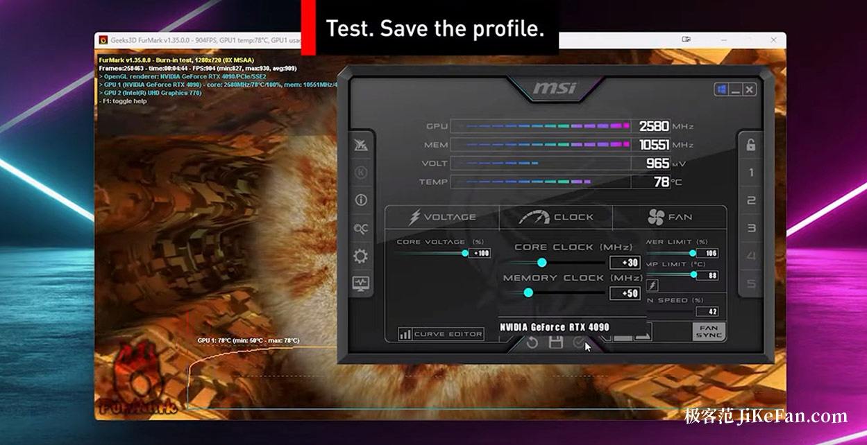 Afterburner 主界面与 OSD 提示