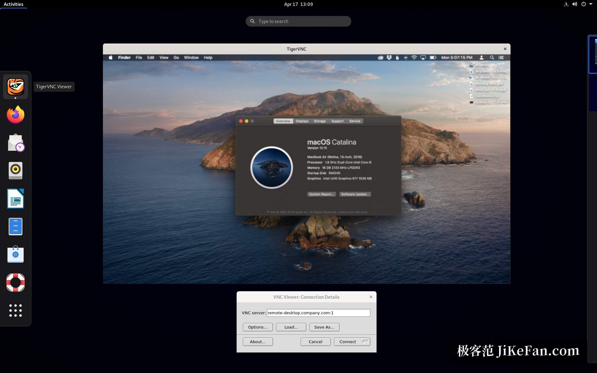 TigerVNC macOS 连接窗口