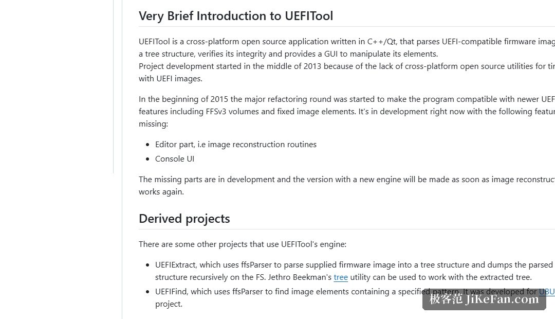 UEFITool 仓库 README:衍生项目