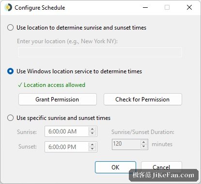 schedule configuration window