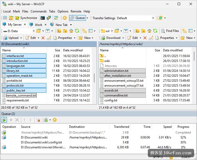 WinSCP 双栏文件管理界面