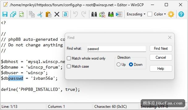 WinSCP 内置文本编辑器